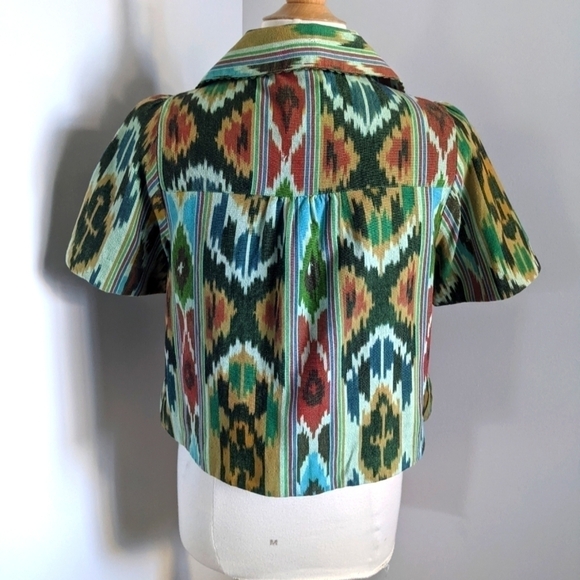 ANTHROPOLOGIE Taikonhu Debonair Cropped Ikat Blazer 10 - Picture 6 of 15